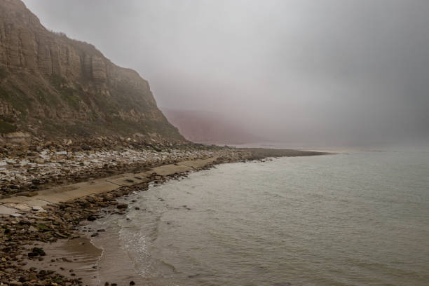 Beach landscape with overcast sky