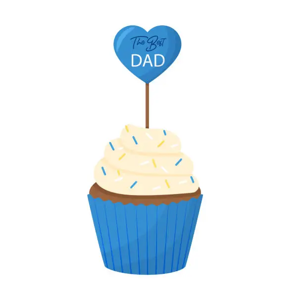 Vector illustration of The best dad on a cupcake.