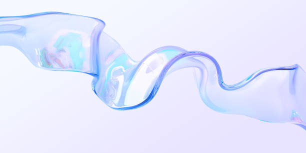 istock Glass wave or crystal ribbon on abstract background 3d render. Iridescent transparent geometric shape, curved liquid water form with holographic gradient texture, wallpaper, pattern 1481111874