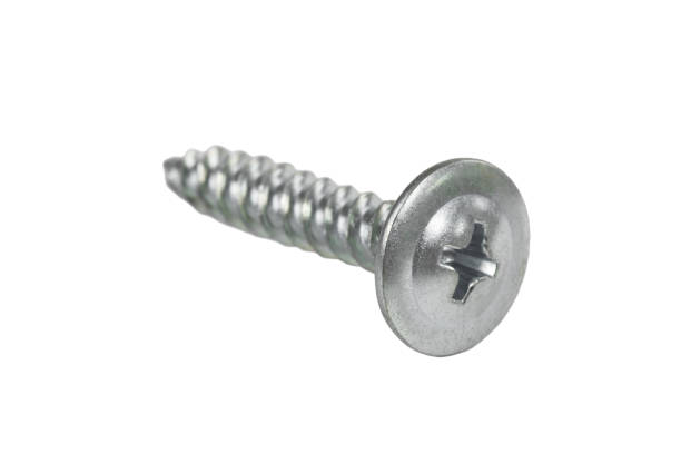 istock screws and self-tapping screws made of white metal, isolate on a white background, space for text 1481112065