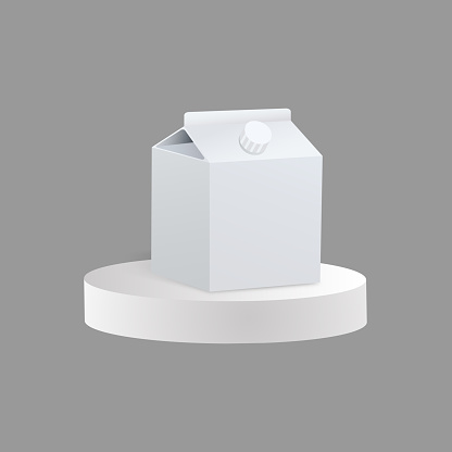 Square milk box with podiums illustration on isolated background