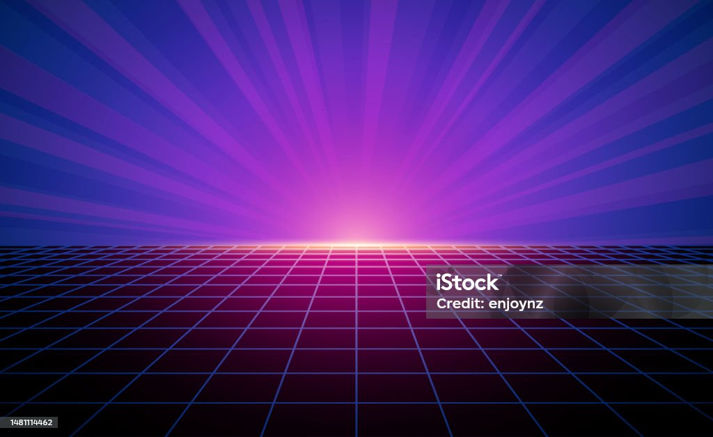 Retro vapor-wave blank background Bright neon pink, purple and blue colored bright vaporwave synthwave style vector background illustration Backgrounds stock vector