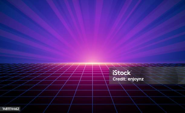 Retro Vaporwave Blank Background Stock Illustration - Download Image Now - Backgrounds, 1990-1999, Retro Style