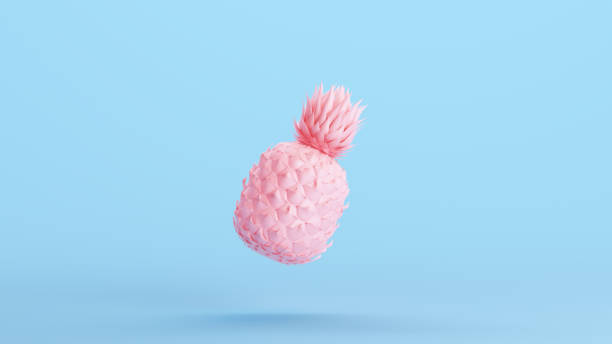 istock Pink Pineapple Tropical Fruit Edible Plant Kitsch Blue Background 1481117242