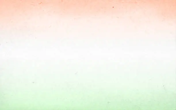 Vector illustration of Horizontal vector hazy backgrounds of tricolor faded faint smudged light fading pastel orange peach or saffron, white and green colours as in National Flag of India,