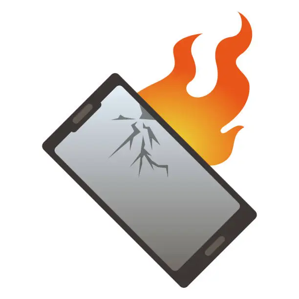 Vector illustration of Vector illustration of smartphone on fire