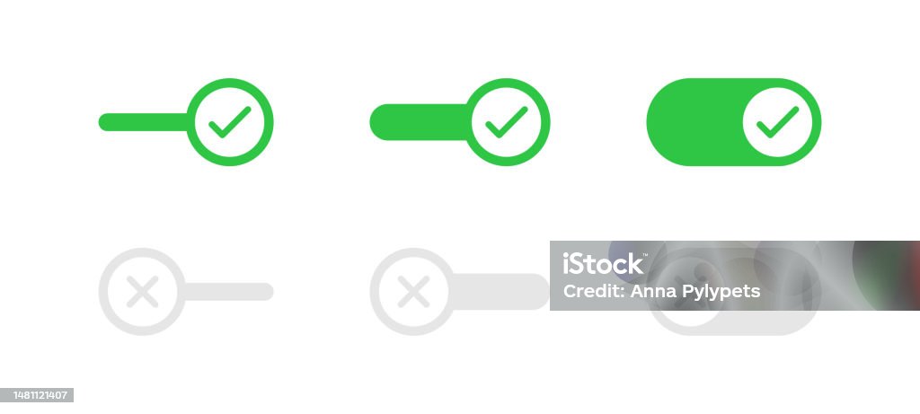 Toggle Buttons Set In Flat Style Switch Buttons Vector Set Simple On ...