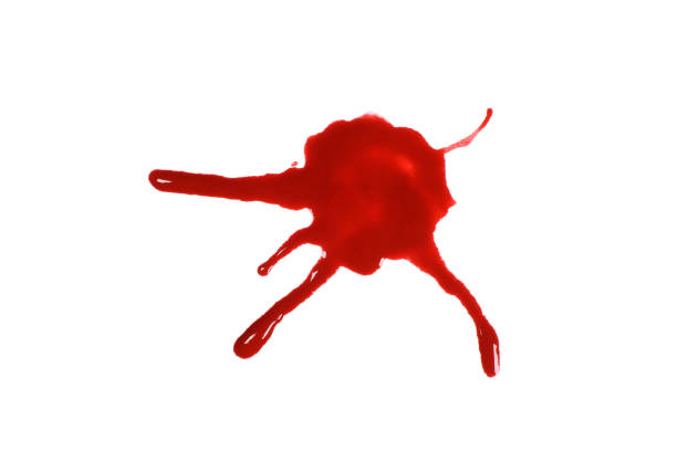 istock Red blood stain isolated on white. Home injury concept 1481122371