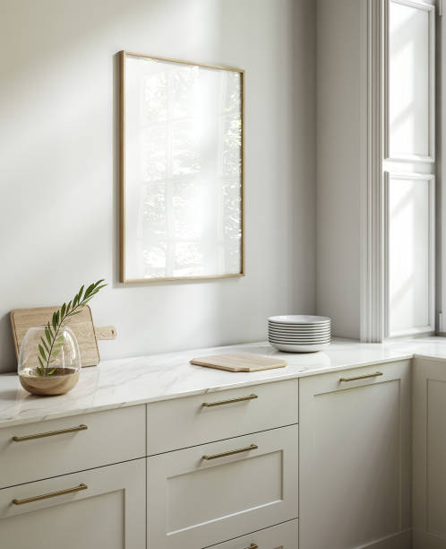 istock Mock up poster frame in kitchen interior, Scandinavian style 1481127416