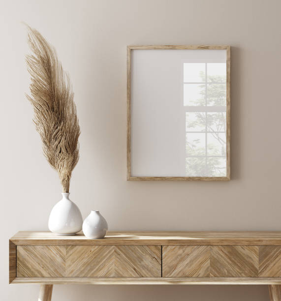 istock Mockup frame in farmhouse living room interior 1481127516