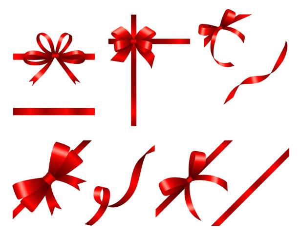 istock Realistic gift ribbons. Gifting box package ribbon and bow set isolated on transparent, holiday christmas satin tape knots 1481135956