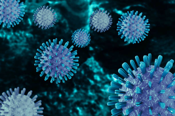 istock Virus cell on scientific background. 3d illustration 1481137671
