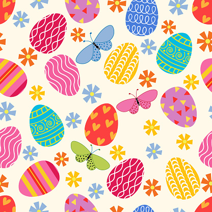 Vector egg seamless pattern .