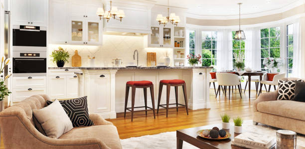 istock Luxury living room and kitchen 1481138145