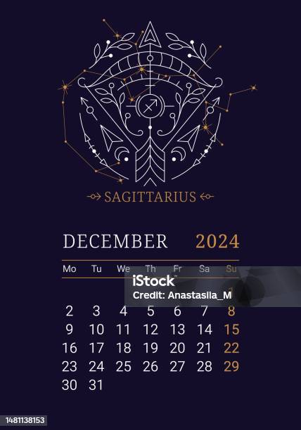 2024 Astrology Wall Monthly Calendar With Sagittarius Zodiac Sign Stock ...