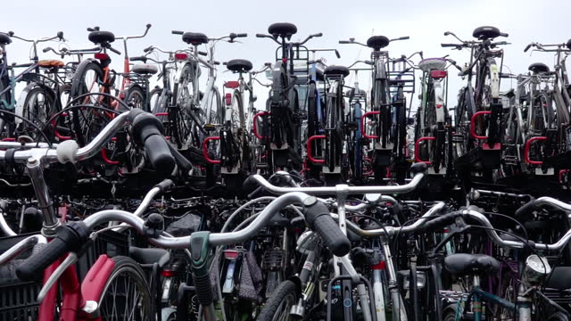 Crowd of Parked Bicycles