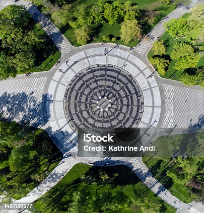 istock Freedom Square circle fountain, greenery aerial 1481139577