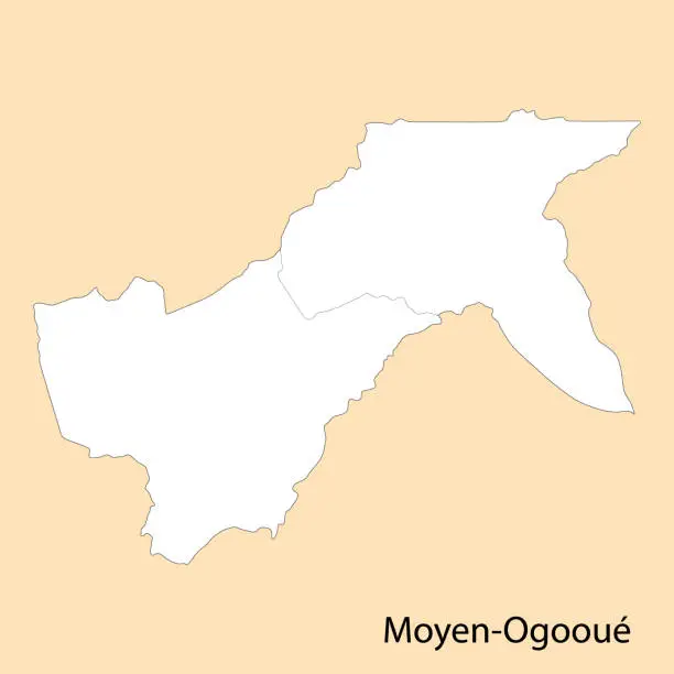 Vector illustration of High Quality map of Moyen-Ogooue is a region of Gabon