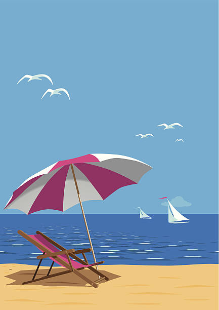 пляж плакат - color image colored background nautical vessel sea stock illustrations