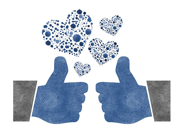 Two thumbs up with watercolor hearts on a white background