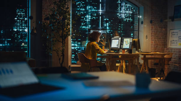 istock Successful Arab Female Sitting in Creative Agency Alone in the Evening, Manager Working on Implementing Business Strategy for Client. Excited Specialist Writing Corporate Project Plans on Computer. 1481150257