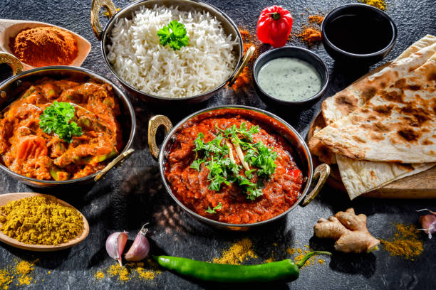 istock Hot madras paneer and vegetable masala with rice 1481150678