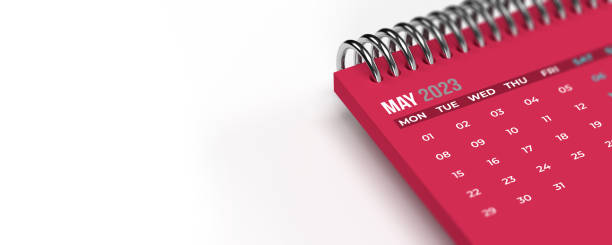 May 2023 desk ring calendar stock photo