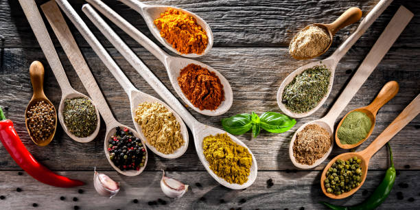 istock Composition with assortment of spices and herbs 1481151377