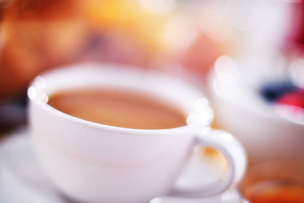 A cup of coffee with breakfast
