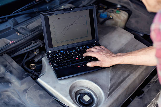istock Car mechanic working with a laptop 148115199