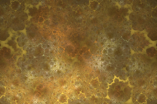 Rusty Background Abstract Liquid Patina Old Rust Fungus Cooper Patina Golden Bronze Grunge Texture Marbled Effect Watercolor Paints on Paper Imitation Pattern Fractal Art Design template for presentation, flyer, card, poster, brochure, banner