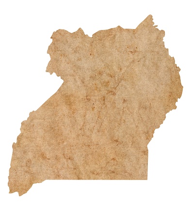 map of Uganda on old brown grunge paper