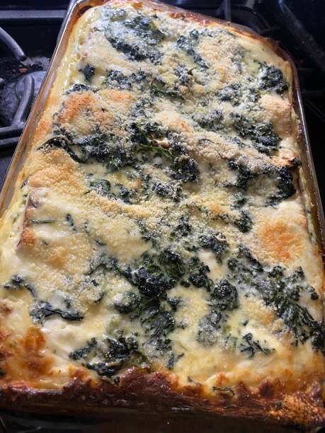 lasagne agli spinaci matzo - cooking close up matzo food foto e immagini stock