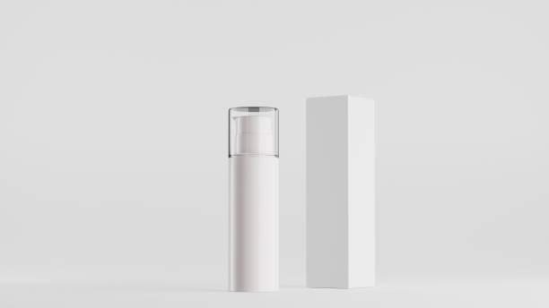 istock White Cosmetic Bottle With Pump and Product Box 3D Illustration Blank Mockup 1481162015
