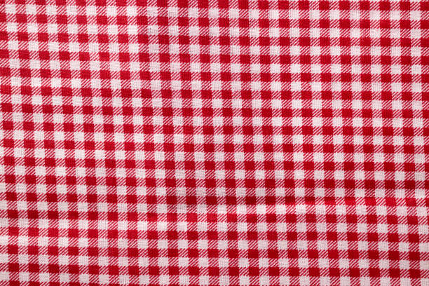 istock Red and white checkered cotton texture, fabric textile background 1481165246