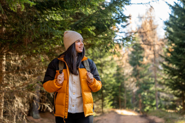 istock Woman enjoys nature, beautiful forest in mountains 1481166745