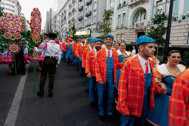 lisbon traditional celebrations - santos populares imagens e fotografias de stock
