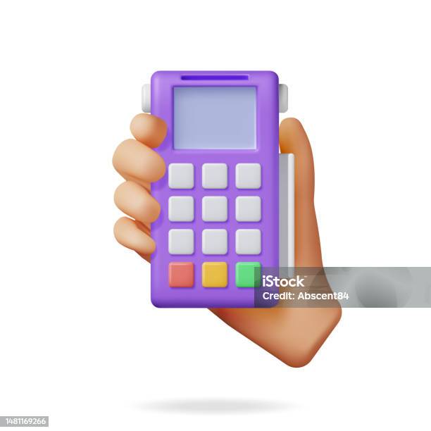 Hand Terminal Logo 3d Payment Terminal In Hand Isolated Stock Illustration - Download ...
