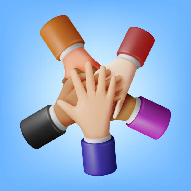 illustrations, cliparts, dessins animés et icônes de des personnes 3d montrant leur unité avec leurs mains jointes - trust assistance human hand partnership