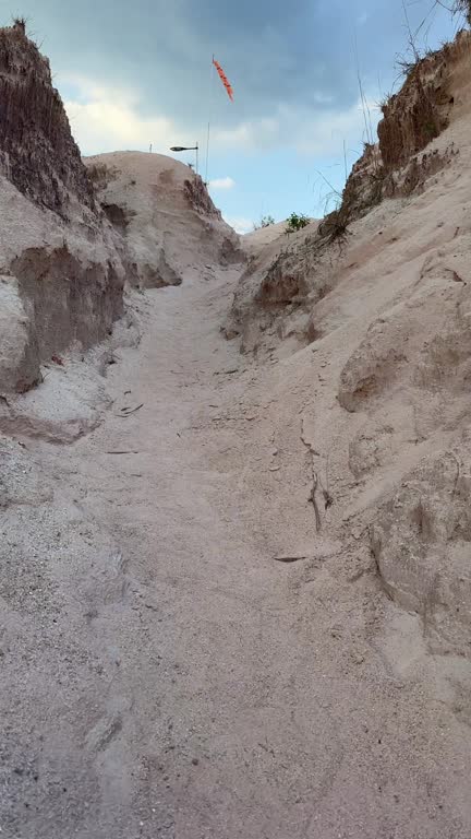 POV hike through narrow rock canyon