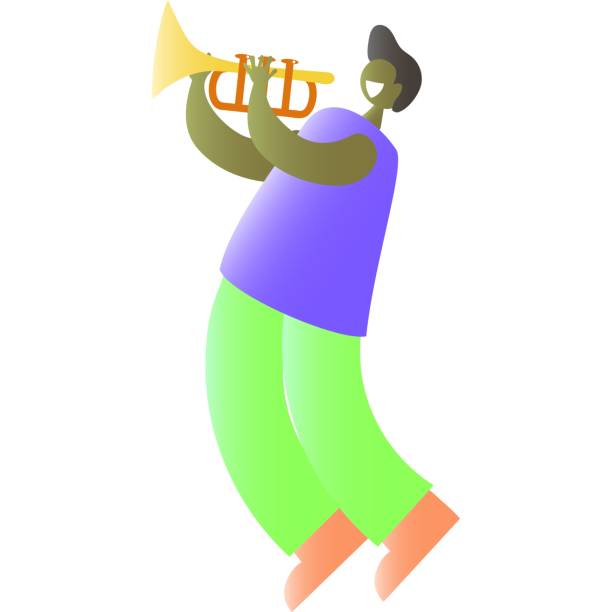 istock Man musician play trumpet instrument vector icon 1481178185