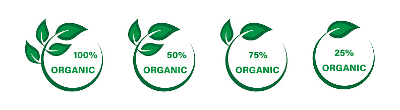 Organic concept icons set. Organic percentage symbols. Healthy food. Green earth. Eco world. Eco icons concept design. Ecology concept. Environmental concept. Save the planet. Vector graphic. EPS 10