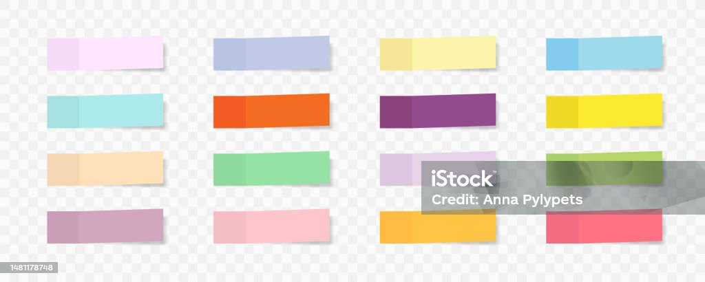 Post It Note Paper Sticker Colorful Paper Post Note Stickers Set Isolated On Transparent ...
