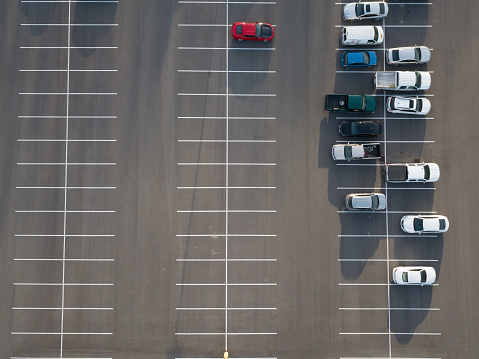 Parking lot from above, with unique colours.