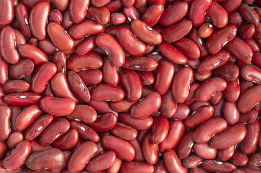 Red bean beans as pattern background, close up, top view