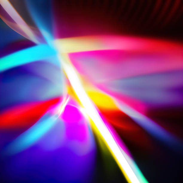 istock Abstract blurred background with glowing neon threads. Joyful festive background on the theme of high technology with light waves. Presentation of a product or startup. 1481181287