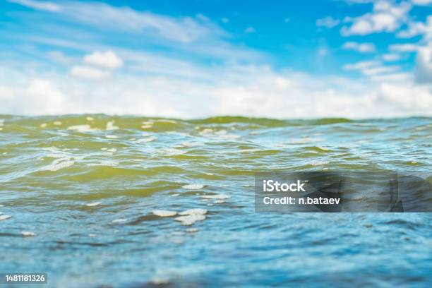 Seawater View With Focus On The Front Of The Water Blurred Background With Low Depth Of Field Template On The Theme Of A Seaside Vacation With Blank Space For Text Stock Photo - Download Image Now