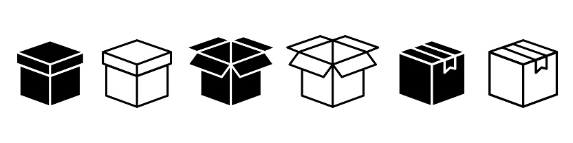 Crate collection. Carton box. Box icon set. Delivery icon. Vector graphi. EPS 10