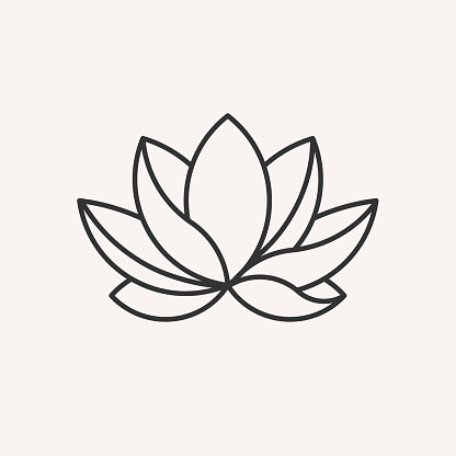 Lotus flower. Contour vector illustration for packaging, corporate identity, labels, postcards, invitations.