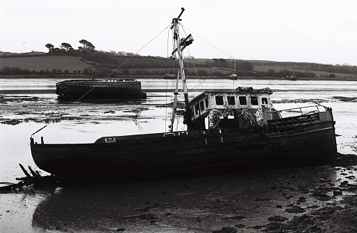 Two shipwrecks on the Devon coast, UK. 35mm